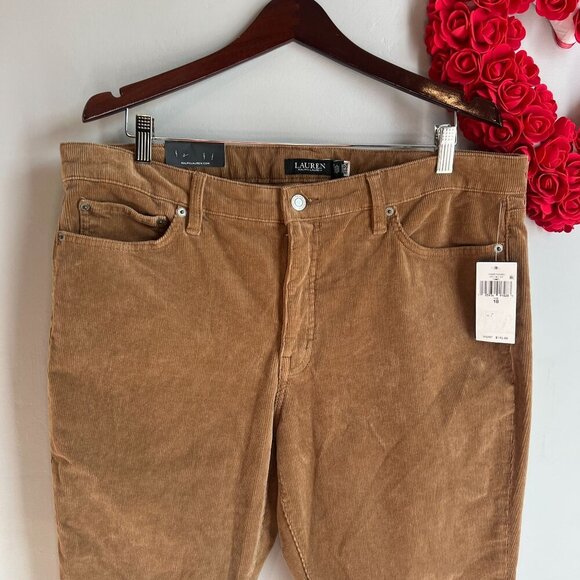Lauren Ralph Lauren BLACK LABEL Corduroy Mid-Rise Straight Pants Sz 18 in Classi - Picture 3 of 13